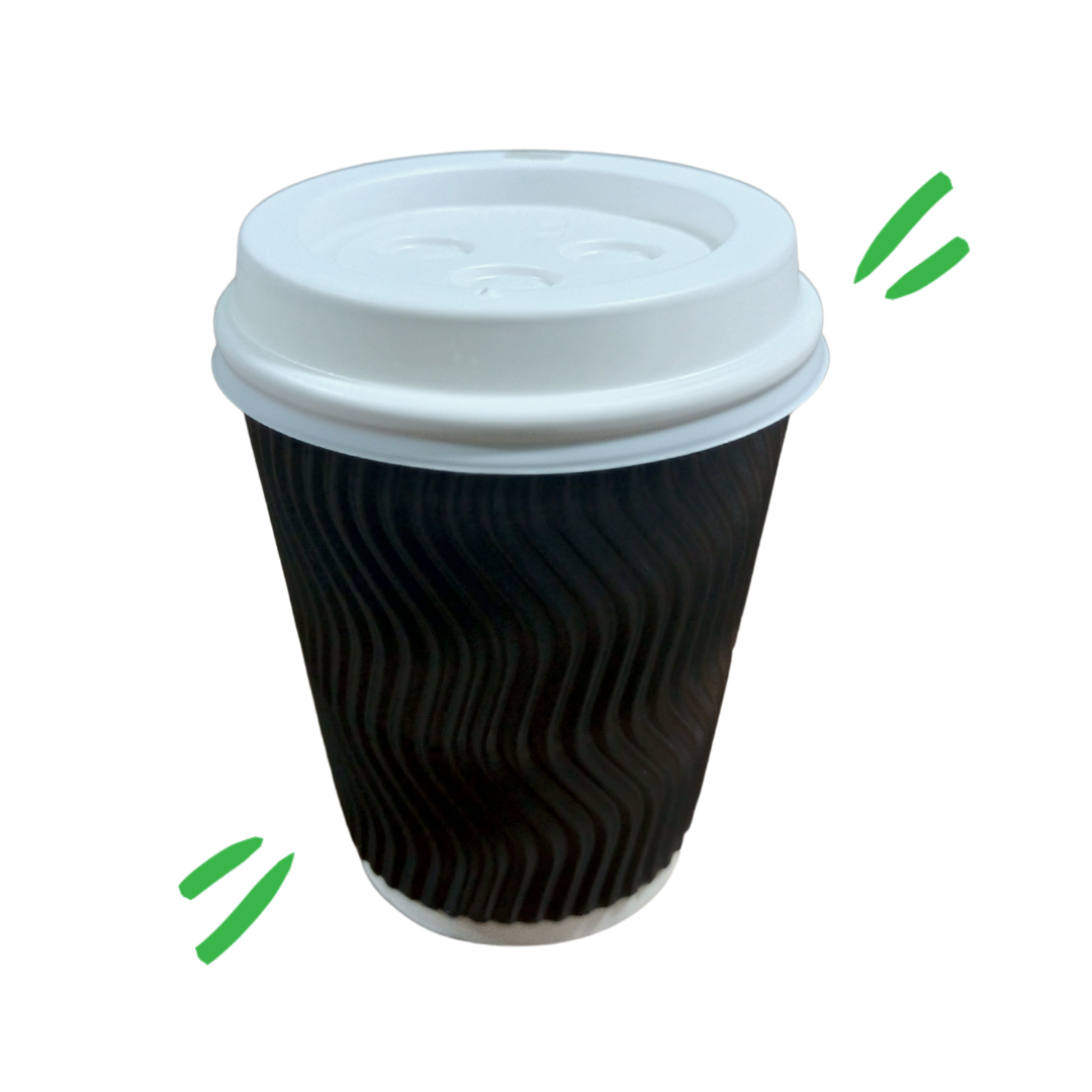 8oz Black Ripple Double Wall Coffee Cup