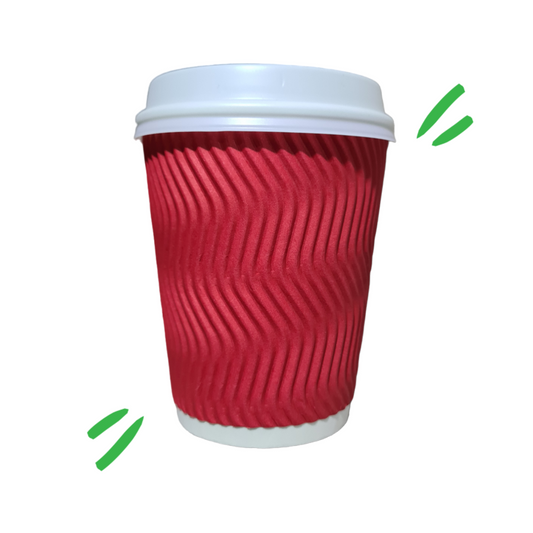8oz Red Ripple Double Wall Coffee Cup