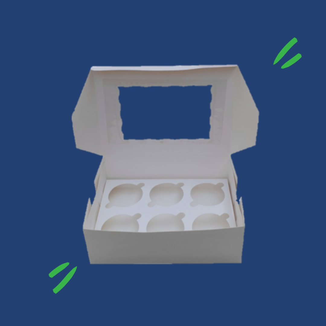 6pc White Cupcake Box
